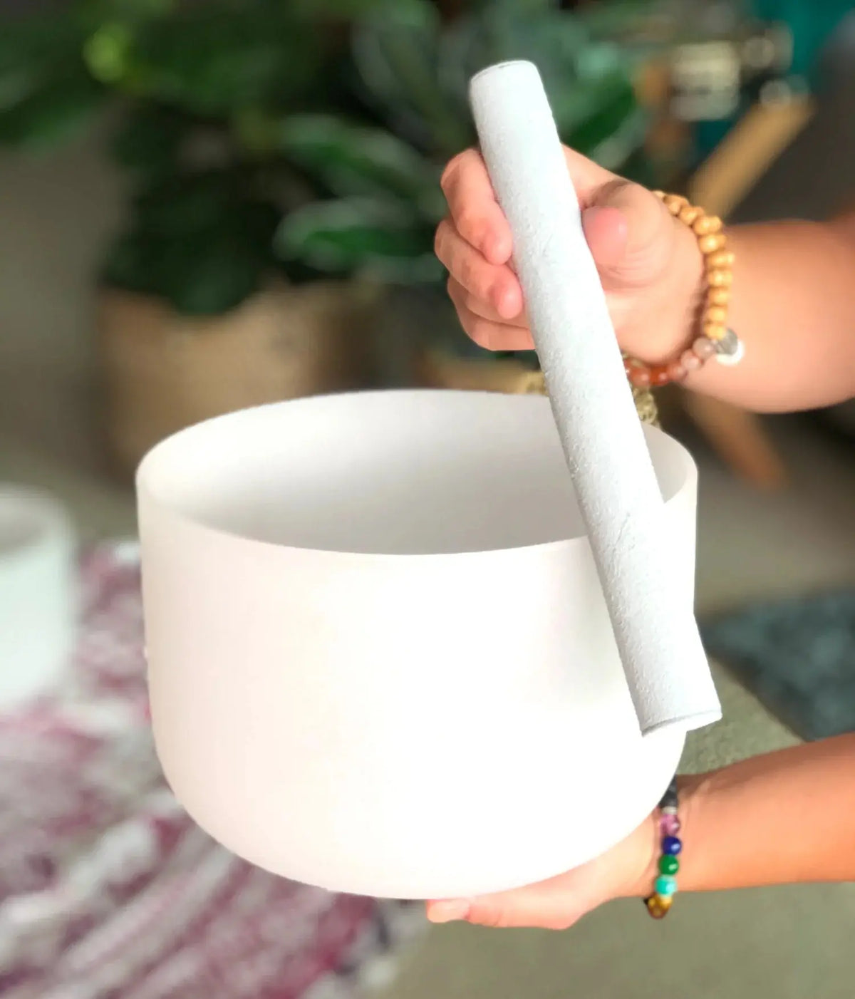 Taça sonora de cristal de quartzo branco - 35 cm (432 Hertz)