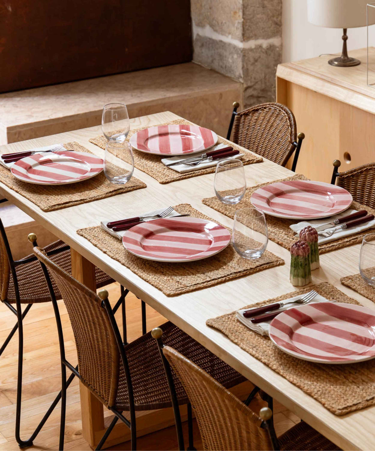 Stripes Hand Painted Dinner Plate - Set of 4